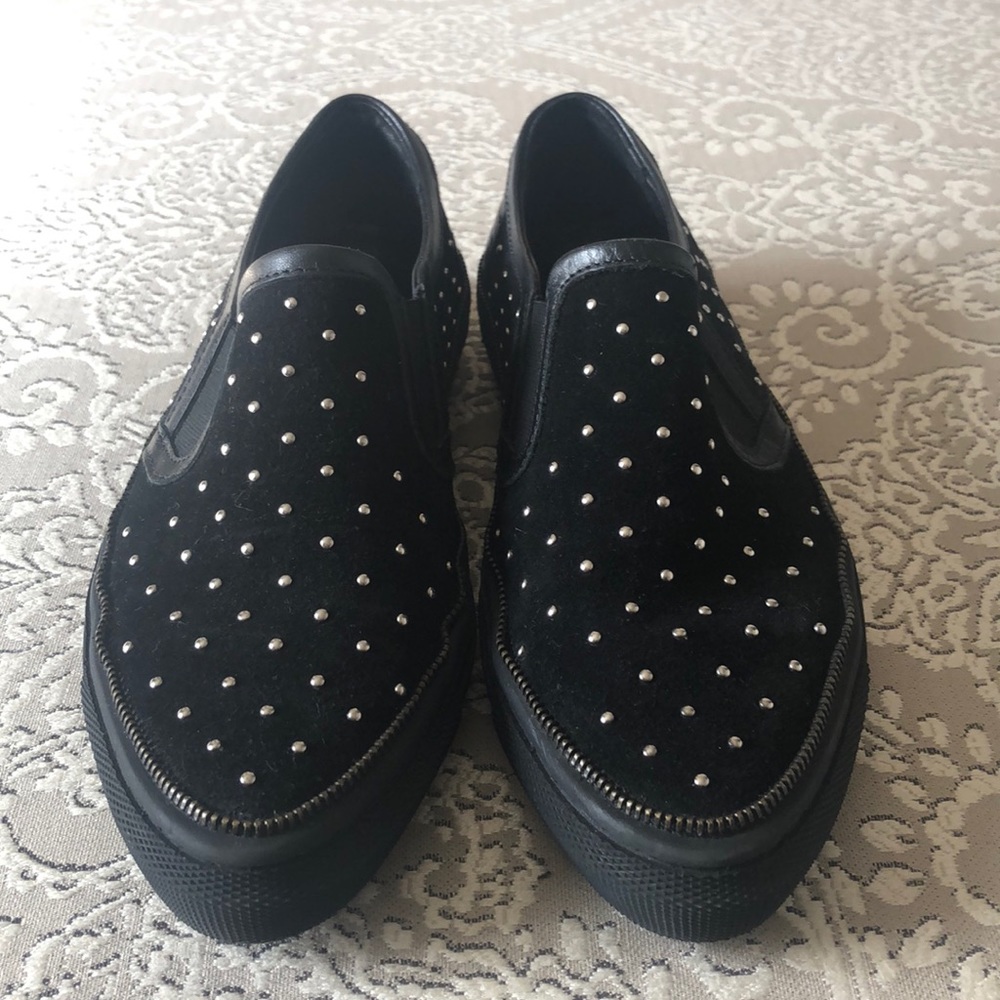 Kooples sport black leather studded sneakers 37